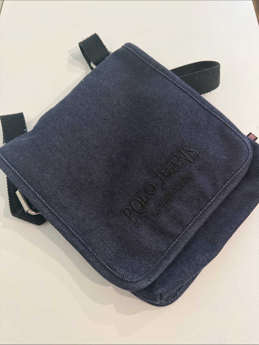 Vtg Polo Ralph Lauren Jeans Purse Blue Denim Crossbody Messenger Flap Bag 90s